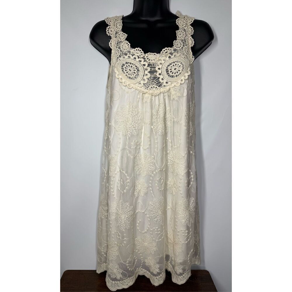 Pinky Embroidered Lace Overlay Tank Dress Size Small